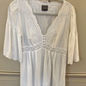 Anthropologie White Lace Detail Dress